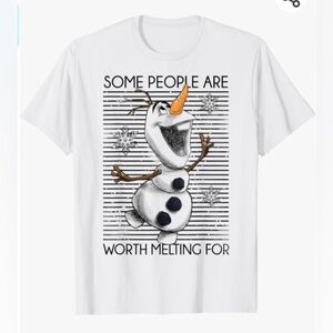 NWT Small, Disney Frozen Olaf Some People Are Worth Melting For T-Shirt